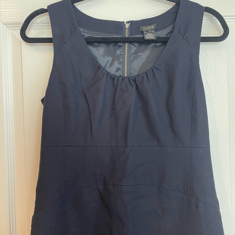 J Crew Women's Navy Blue Allura Shift Career Dress in Superfine Cotton Size 2 - Picture 6 of 13
